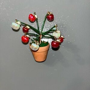 Handmade Beaded Apple Tree Magnet Plant